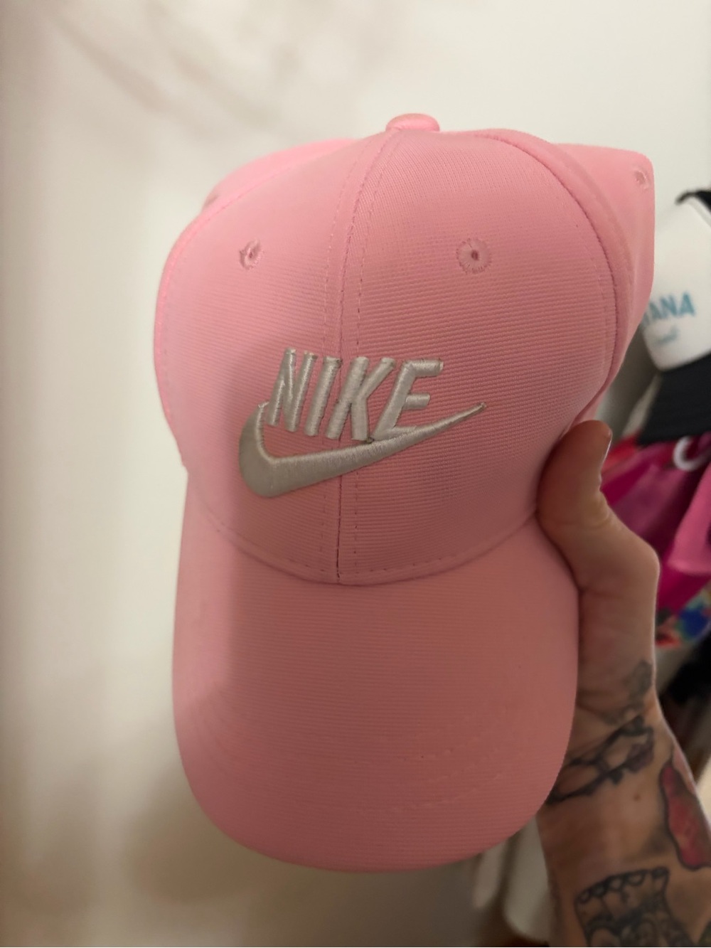 Nike Pink Baseball Cap with Silver Swoosh